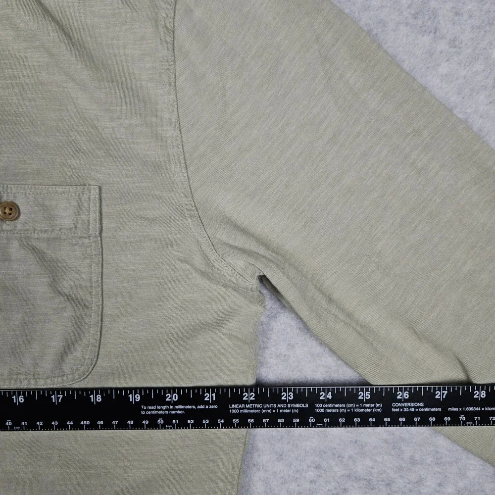 Faherty Seasons Men's XL Gray Green Button Front Shirt Organic Cotton Workshirt